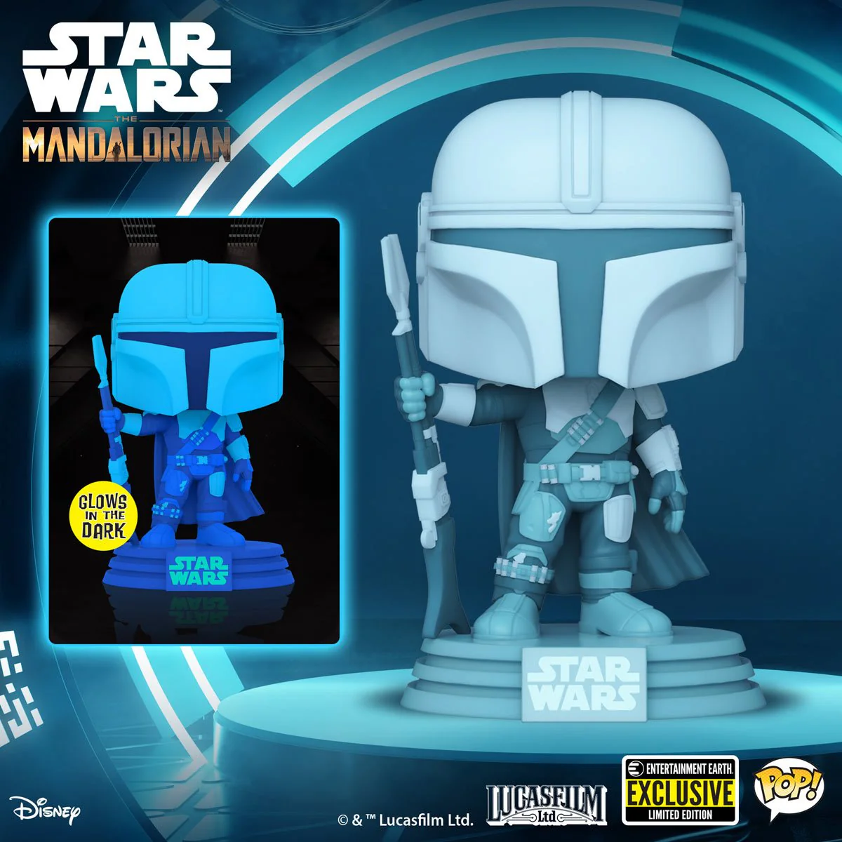 Funko Pop! Star Wars: The Mandalorian Hologram Glow-in-the-Dark (Entertainment Earth Exclusive) - Image 3